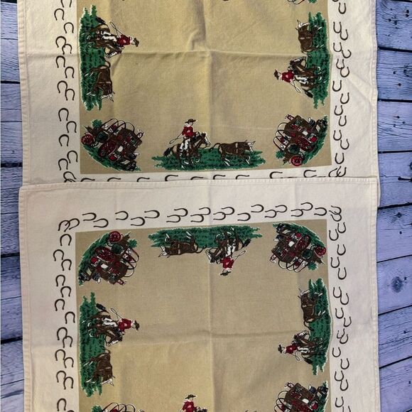 Vintage Moda Home Linens Retro Western Cowboy Set of 8 Napkins 100% cotton - Picture 5 of 13